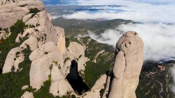 Vzduch Pohoří Montserrat Vzduchu — Stock video