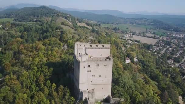 Tour Crest Impozáns Maradványa Egy Kastély Drme Dpartement Franciaországban Legmagasabb — Stock videók