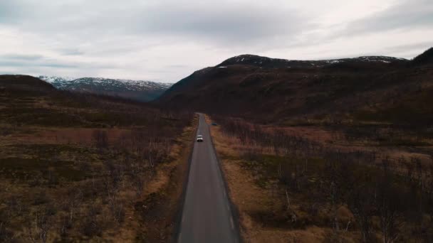 Road Trip Scenic Northern Norway Drone View Remote Landscape — Stock Video