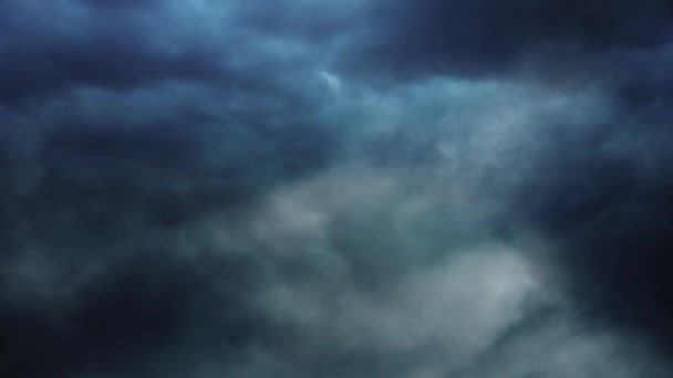 Volando Través Las Densas Nubes Cielo Con Rayo Dentro Tormenta — Vídeo de stock