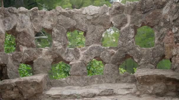 Stone Bench Park Guell Designad Antoni Gaudi Barcelona Spanien Närbild — Stockvideo