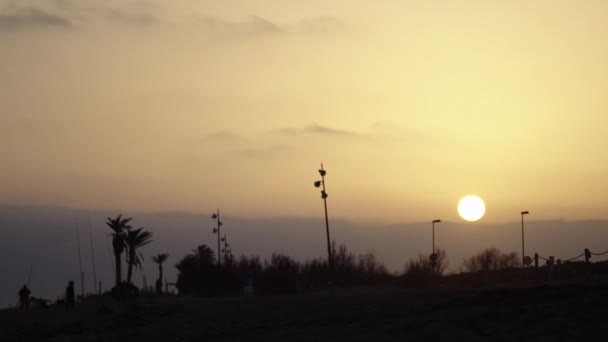 Sonnenuntergang Über Barcelona Spanien Beendet Den Tag — Stockvideo