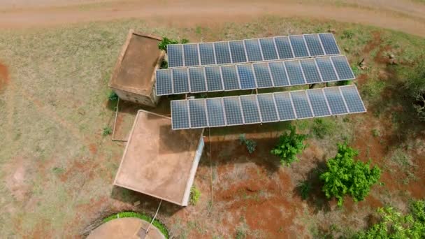 Water System Powered Solar Aerial View Solar Panels Farm Solar — Stock Video