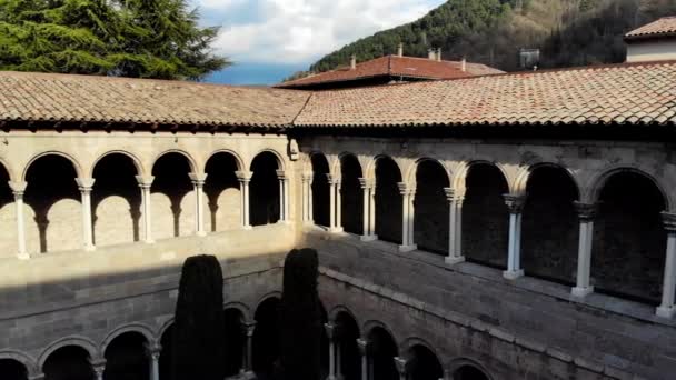 Aérienne Monastère Bénédictin Santa Maria Ripoll Cloître — Video