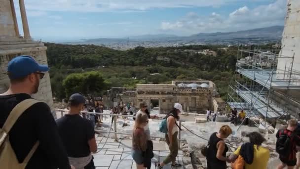 Atina Yunanistan Ekim 2021 Turistler Atina Yunanistan Daki Antik Akropolis — Stok video