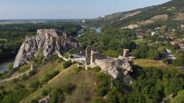 Filmaufnahme Der Burg Hrad Devin Bratislava — Stockvideo