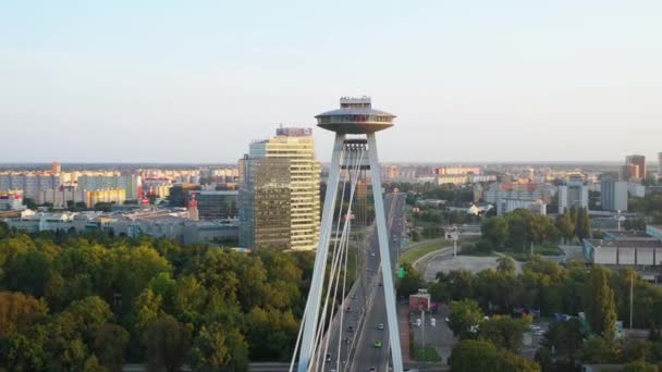 Slovak Ulusal Ayaklanması Köprüsü Nün Bratislava Slovakya Daki Gözlem Güvertesi — Stok video