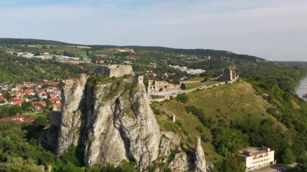 Imagens Cinematográficas Castelo Hrad Devin Bratislava Eslováquia — Vídeo de Stock