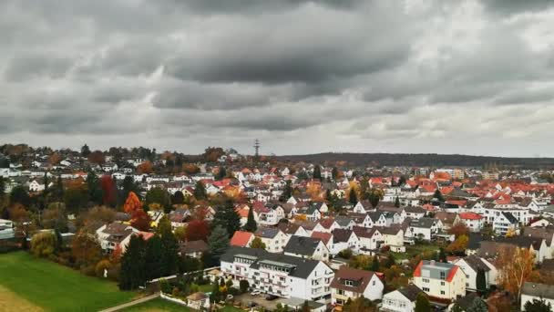 Almanya Nın Dietzenbach Şehrinde Kasvetli Bir Günde Küçük Bir Kasaba — Stok video
