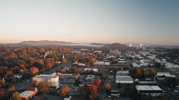 Timelapse Imágenes Drones Del Centro Dalton Georgia Por Mañana — Vídeos de Stock