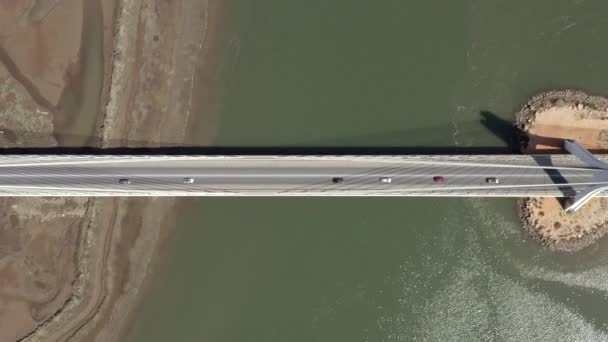 Flygbilderna Från Portimao Järnvägsbro Arade Järnvägsbron Järnvägsinfrastruktur Algarve Linjen Bro — Stockvideo