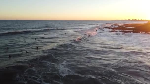 乌拉圭埃斯特角海滩落日 — 图库视频影像