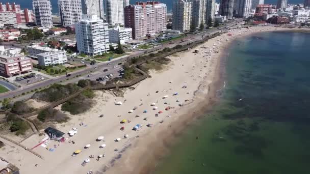 Drohnen Ansicht Des Strandes Punta Del Este Uruguay — Stockvideo