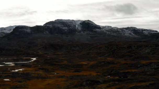 Majestatyczny Krajobraz Norwegii Śnieg Pokryte Góry Tle — Wideo stockowe