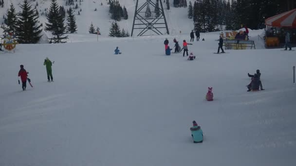 Oberlech Vorarlberg Avusturya Kış Zirvesi Mevsimi — Stok video