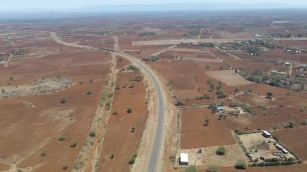 Larga Antena Carretera Tranquila Campiña Rústica Kenia — Vídeo de stock