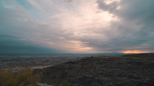 Timelapse Sunrise Heavy Moving Clouds City Phoenix Arizona Usa — Stock video