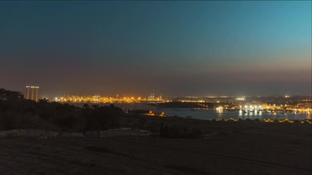 Sunset Timelapse Con Vistas Marsaxlokk Freeport Malta — Vídeos de Stock