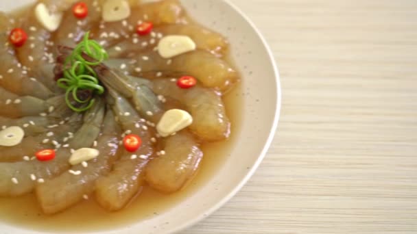 Crevettes Marinées Coréenne Sauce Soja Coréenne Crevettes Marinées Style Alimentaire — Video