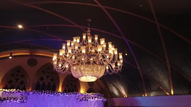 View Beautiful Chandelier Wedding Venue Hotel — Stock Video