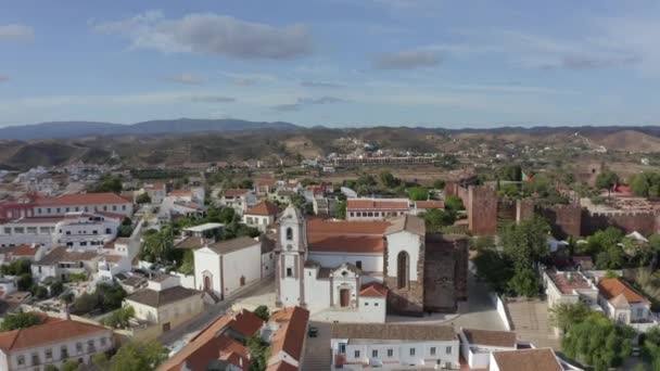 Medieval City Silves Algarve Portugalsko Letecké Drone Shot — Stock video