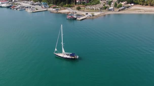 Schöner Schiffspass Der Gouvia Bucht Korfu Griechenland — Stockvideo