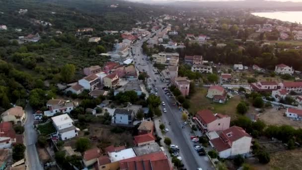 Traditioneel Dorp Noord Corfu Drone Uitzicht Zomer — Stockvideo