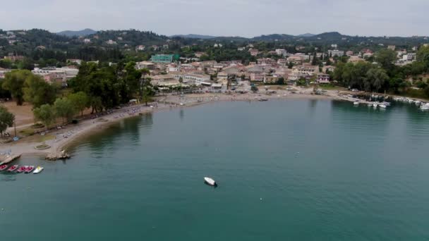 Vista Aérea Playa Gouvia Isla Corfú — Vídeo de stock