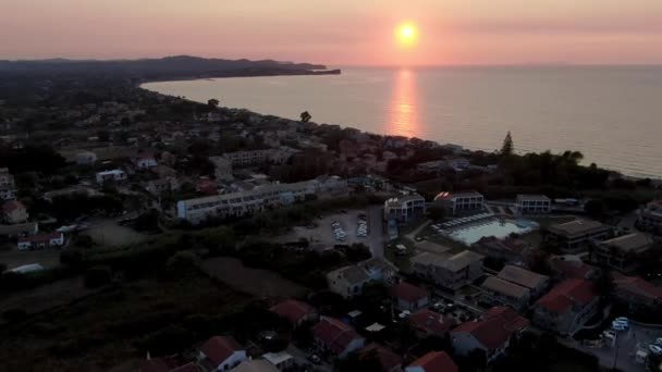 Drohnen Ansicht Von Acharavi Dorf Norden Korfu Griechenland Sommer — Stockvideo