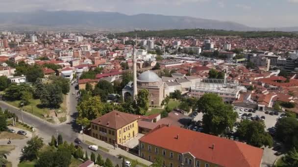 Aerial View Mustafa Pasha Mosque Szkopje Észak Macedónia Muszlim Mérföldkő — Stock videók