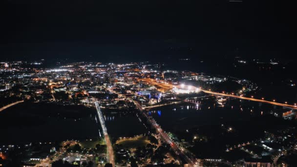 Static Downtown Aerial Hyperlapse Chattanooga Noche — Vídeos de Stock