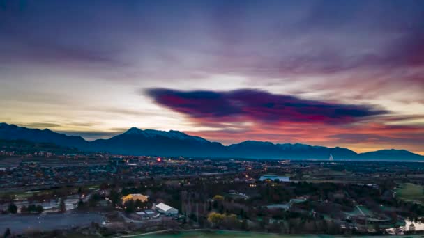 Oslnivý Východ Slunce Nad Krajem Utah Pohořím Wasatch Front Zasněženými — Stock video