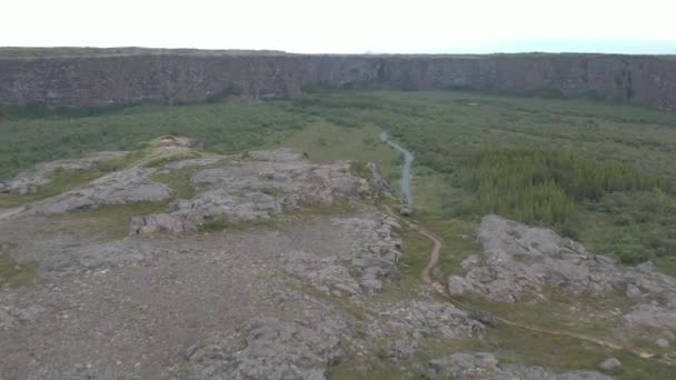 Passage Point Formation Rocheuse Falaise Eyjan Recherche Une Vallée Forme — Video