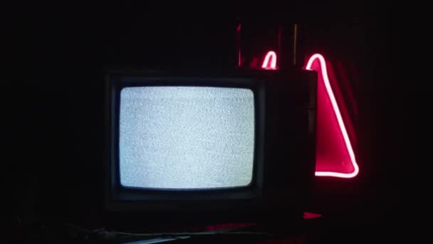 Retro tv mutatja statikus neon fény háttér