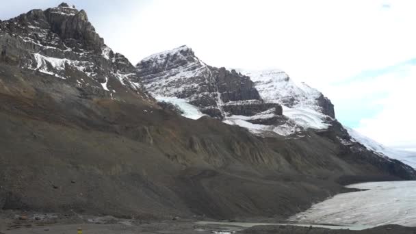 Athabasca Glacier Alberta Canada Fast Retreating Icefield Canadese Rockies Panorama — Stockvideo