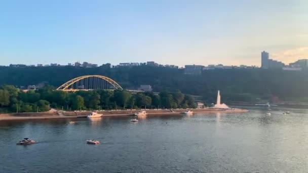 Panoramablick Auf Drei Flüsse Mit Wunderschönem Sonnenuntergang Und Dramatischem Himmel — Stockvideo