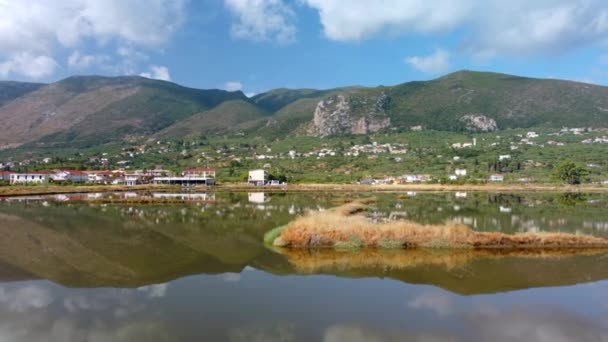 Luftaufnahme Der Salinen Von Alykes Zakynthos Oder Der Insel Zante — Stockvideo