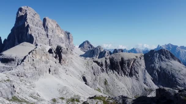 Majestic Natural Dolomite Mountains Italy Εναέρια Λήψη — Αρχείο Βίντεο