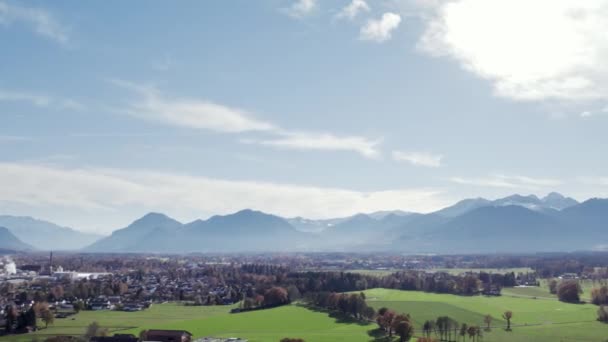 Aerial Drone Shot Flying Right Left Showing Mountains Background Slow — Stock Video