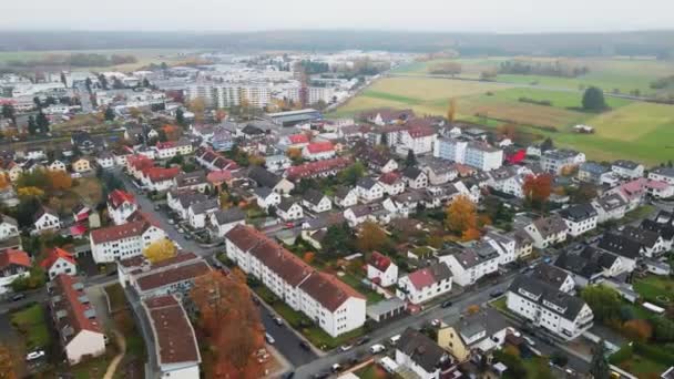 Traditional Condominium Apartment Houses Rural Germany Town Aerial High Rise — Stock Video