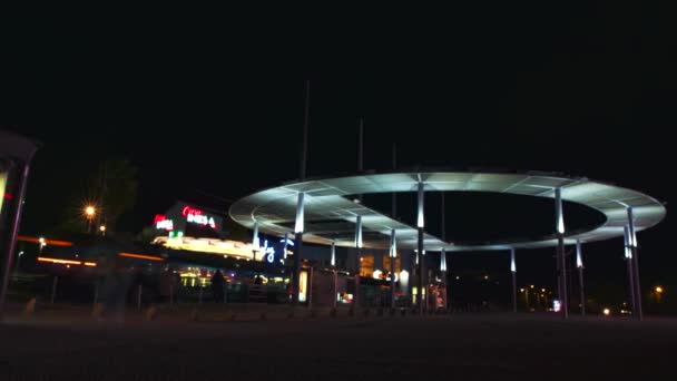 Night Timelapse Tram Station Odyseum Montpellier France — Stock Video