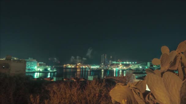 バレッタ港からの花火の祭典中の時間の経過 — ストック動画