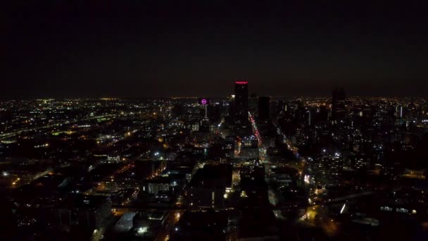 Hermosas Imágenes Drones Nocturnos Johannesburgo Sudáfrica — Vídeos de Stock
