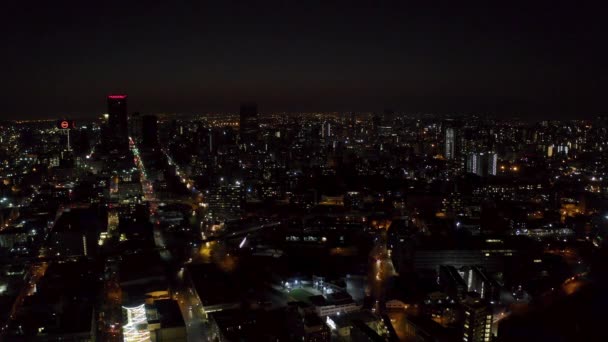 Imágenes Fijas Aviones Tripulados Johannesburgo Vista Ciudad Por Noche — Vídeos de Stock