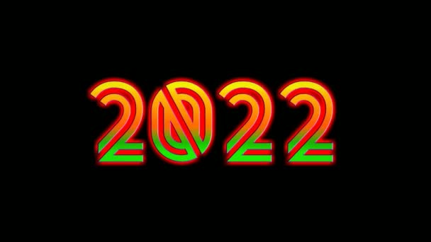Leuchtreklame Happy New Year Concept 2022 Text Auf Schwarzem Hintergrund — Stockvideo