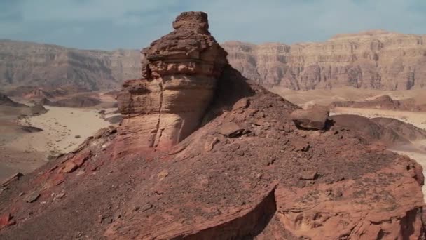 Strzał Drona Boku Pięknej Pustyni Fps Filmed Timna Nature Park — Wideo stockowe