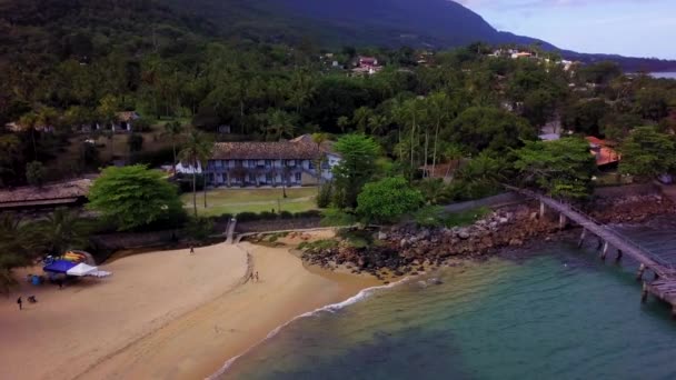 Légi Felvétel Bejárat Hozzáférést Egy Csodálatos Strand Brazil Tengerparton — Stock videók