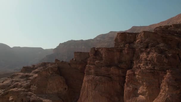 Klassischer Aufwärtsflug Drohnenschuss Einer Wunderschönen Großen Wüste — Stockvideo