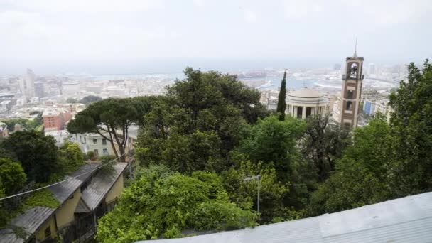 Arbres Verts Vibrants Paysage Urbain Majestueux Gênes Arrière Plan Panoramique — Video