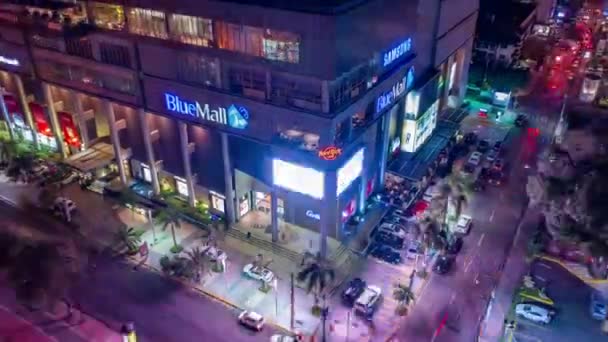 Hyperlapse Över Blue Mall Och Korsning Med Biltrafik Santo Domingo — Stockvideo